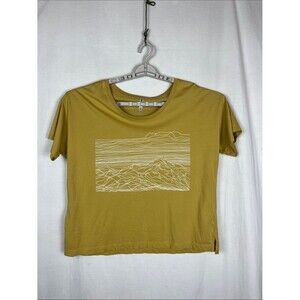 Kuhl Mustard Yellow Mountain Scene Slightly Cropped Women's Organic Cotton Shirt